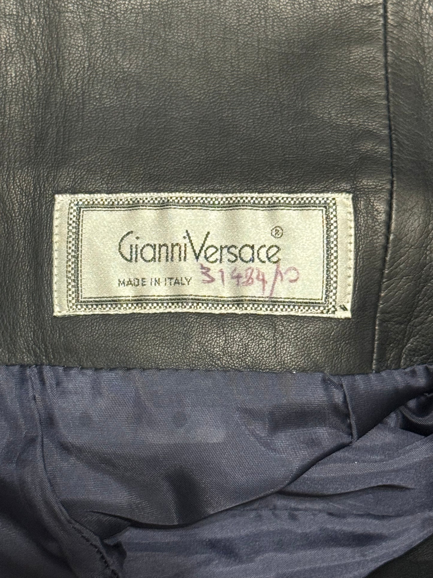 Vintage 1980's Gianni Versace Sexy Open Chest Dark Navy Blue Second Skin Leather Bodycon Mini Dress