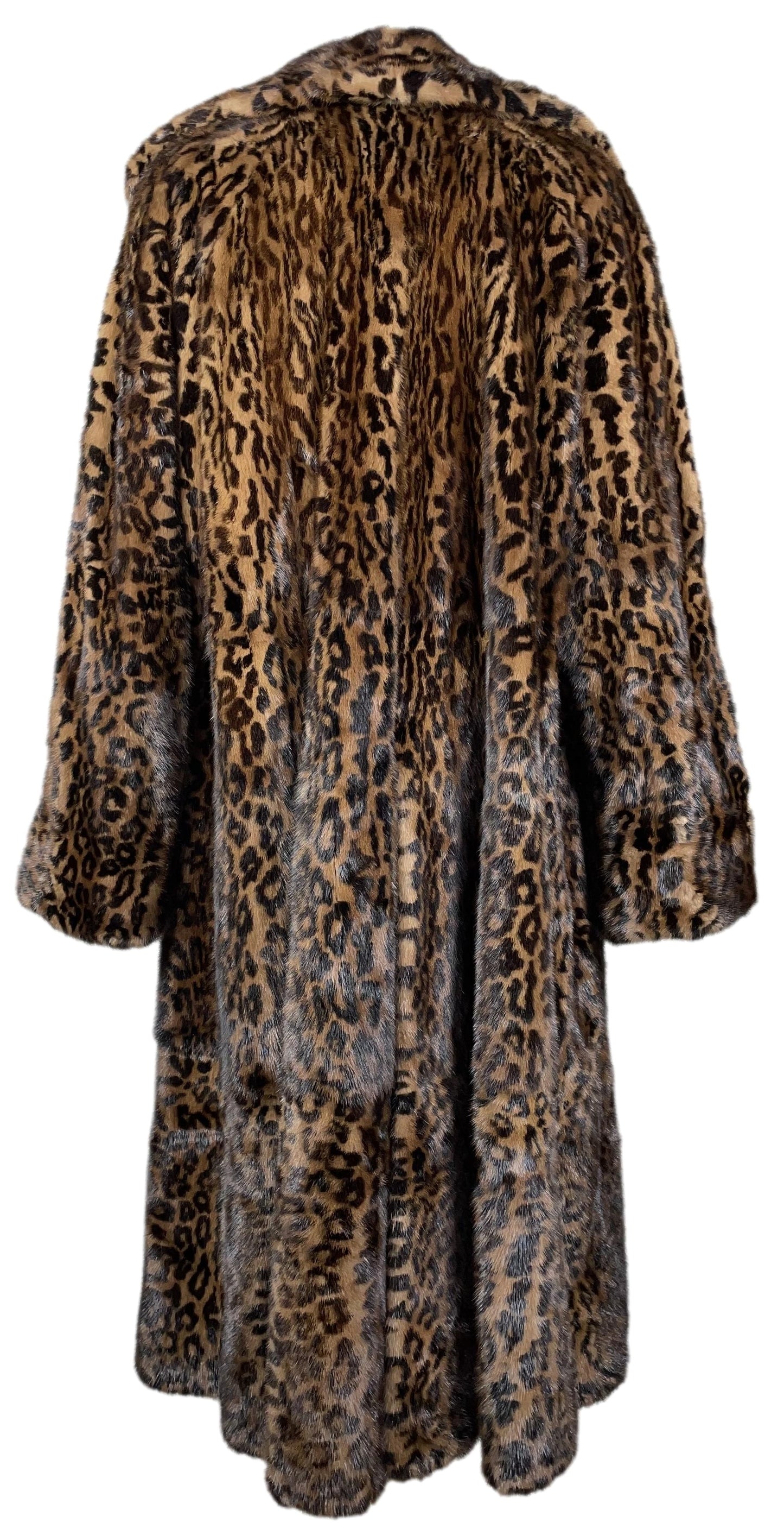 F/W 1989 Gianfranco Ferre Leopard Print Mink Fur Long Swing Coat