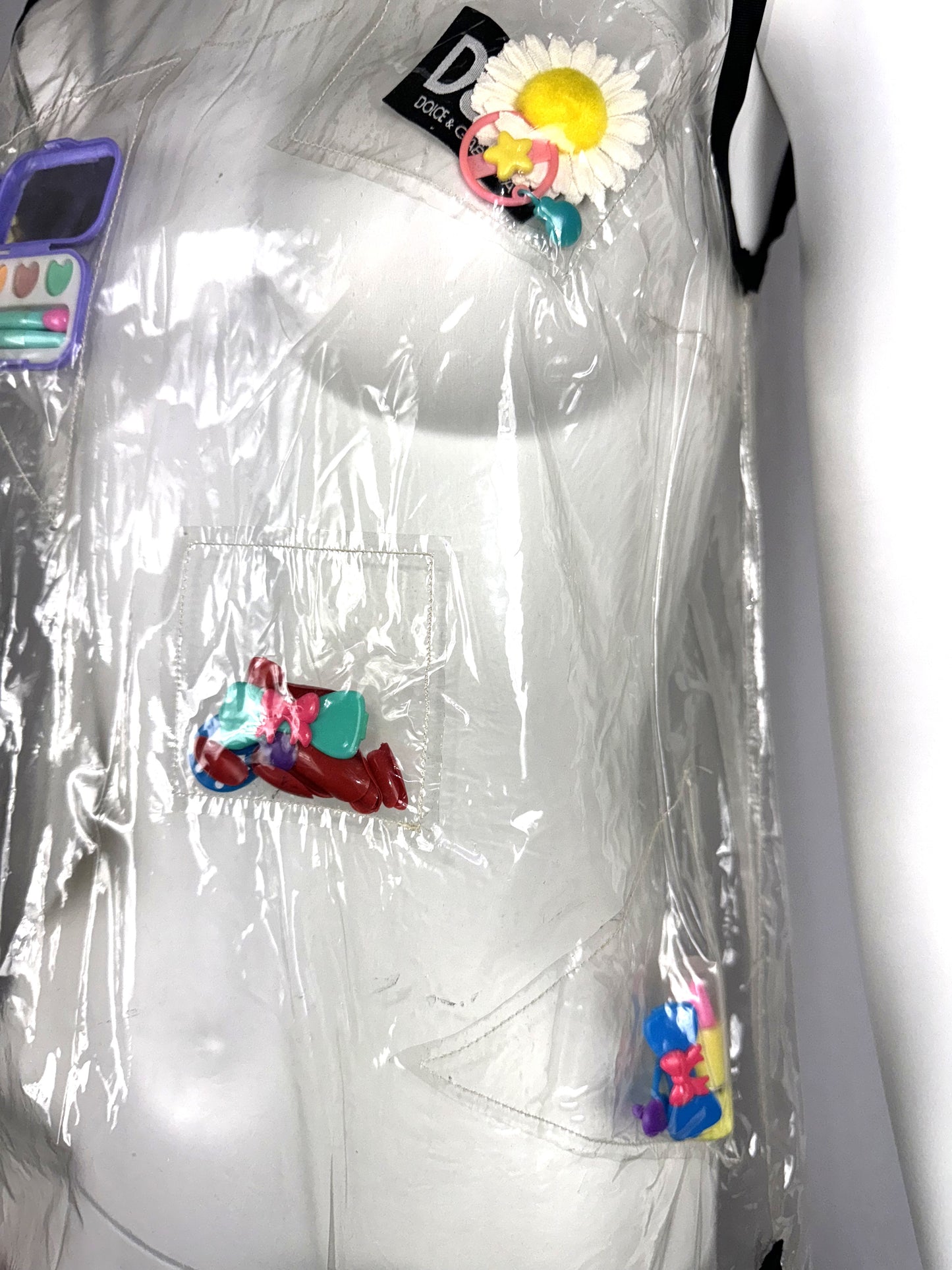 RARE Vintage 1990's D&G by Dolce & Gabbana Barbie Clear Plastic MOD Novelty Mini Dress