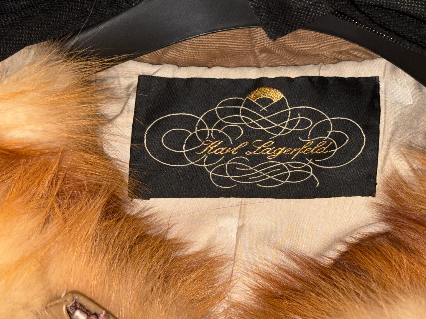 Vintage 1990's Karl Lagerfeld Red Fox Fur Bohemian Boho Trim Hooded Coat Jacket