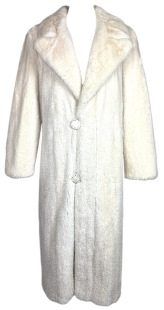 1990's Valentino Couture Winter White Mink Fur Old Hollywood Glamour Full Length Long Coat