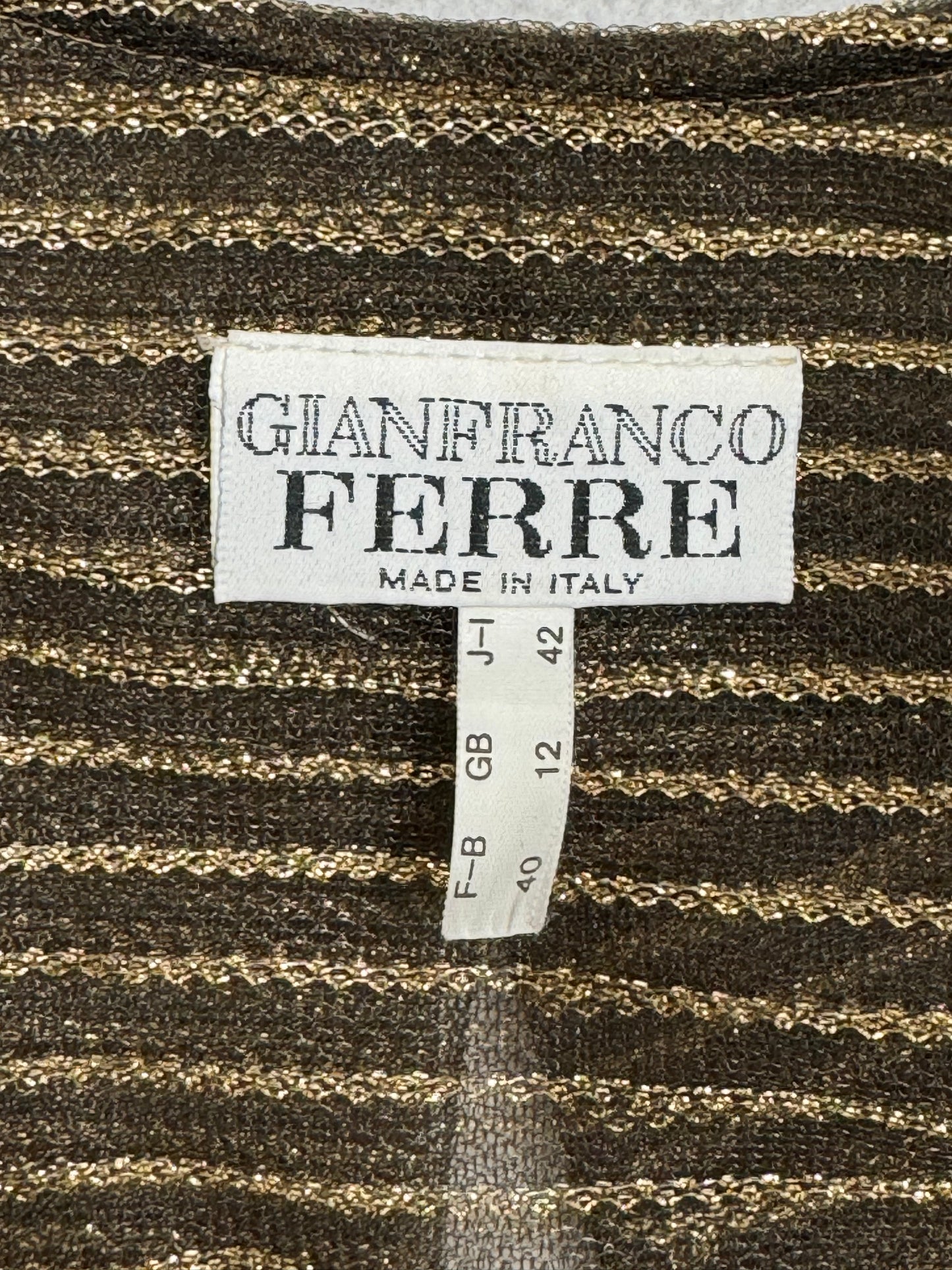 F/W 1990 Gianfranco Ferre Runway Sheer Plunging Gold & Brown Tulle Cropped Jacket