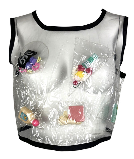 RARE Vintage 1990's D&G by Dolce & Gabbana Barbie Clear Plastic Novelty Tank Crop Top