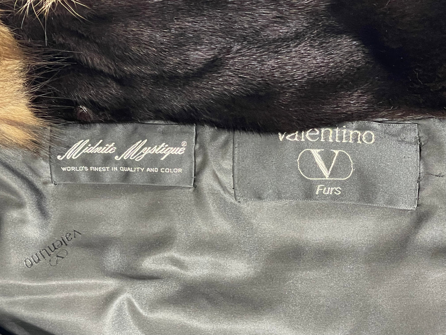 Vintage 1990's Valentino Brown Mink & Fox Fur Full Length Coat