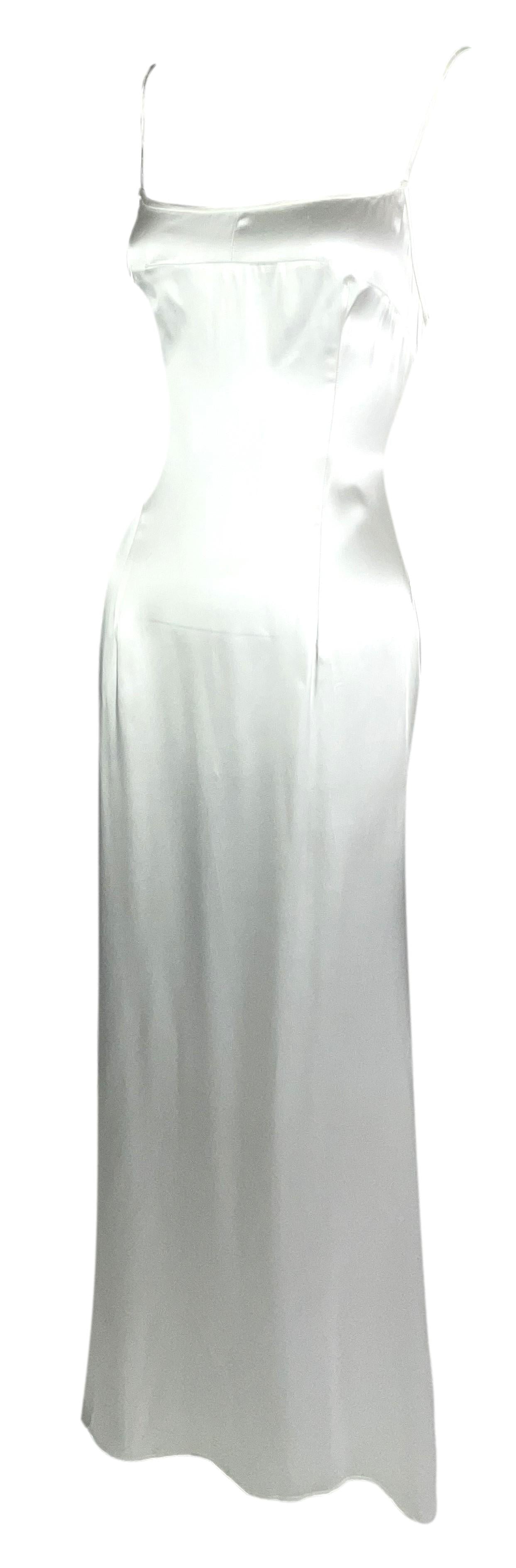 Vintage 1990's Dolce & Gabbana White Satin Bridal Gown Dress w Train