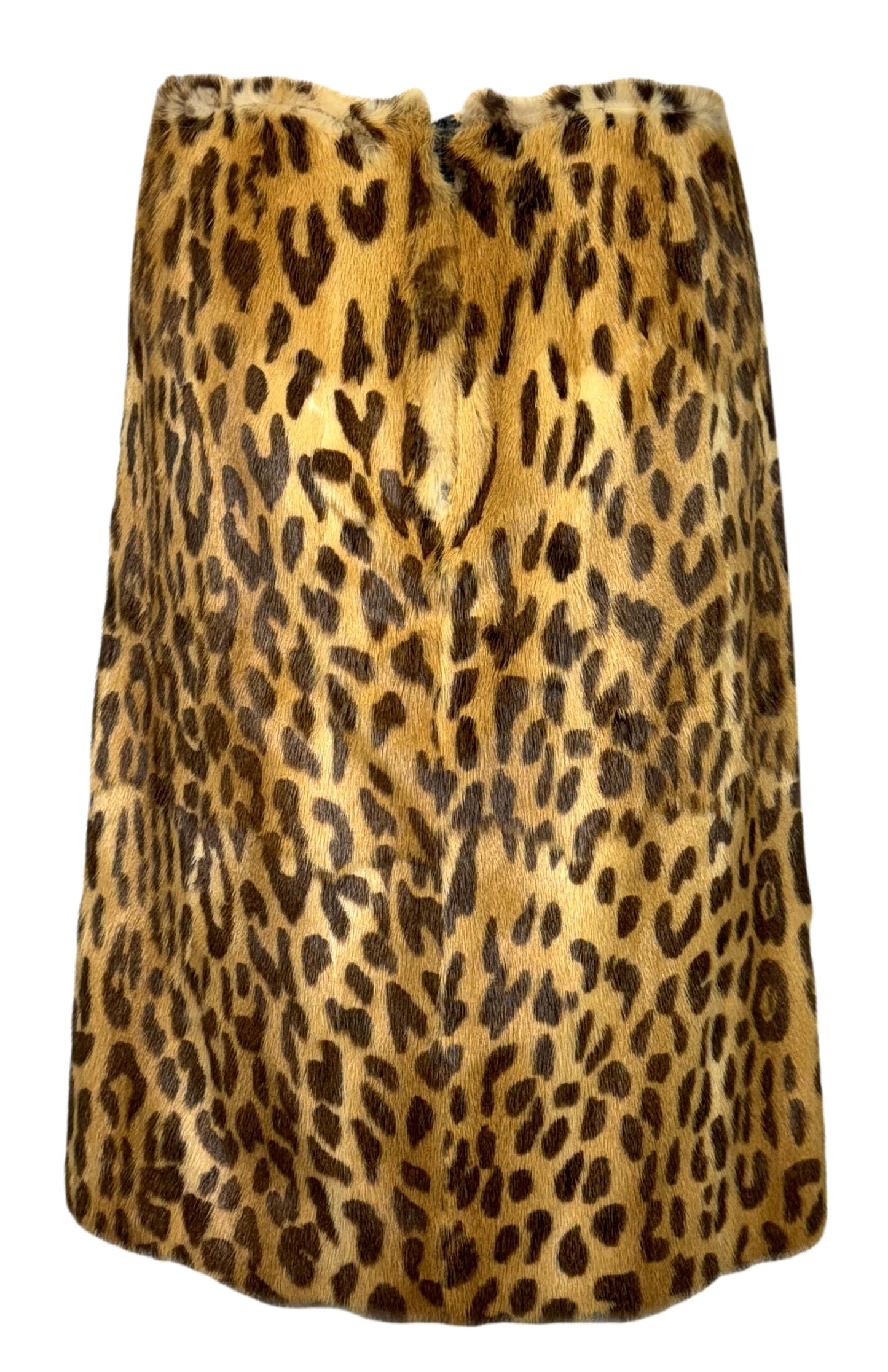 Vintage 1990's Dolce & Gabbana Leopard Print Fur Pencil Skirt