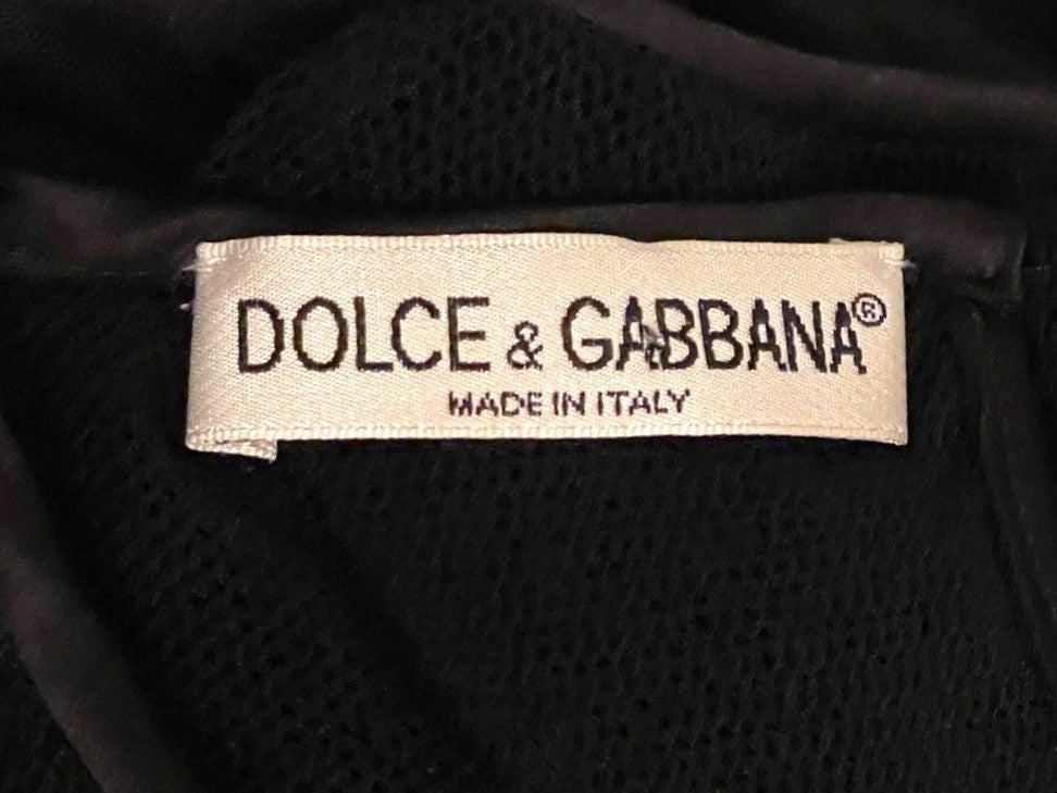 Vintage 1990's Dolce & Gabbana Black L/S Bodystocking Fishnet Extra Long Maxi Dress