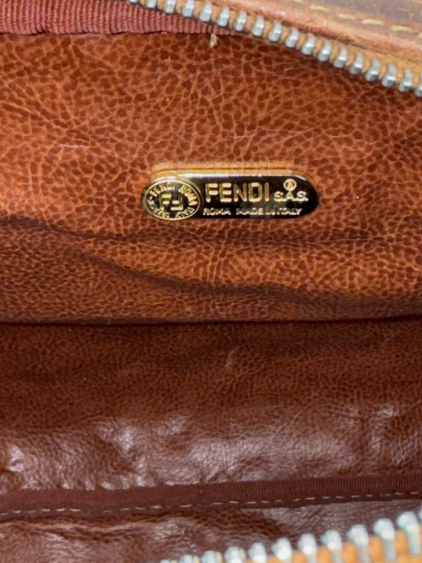 1990's Fendi by Karl Lagerfeld Brown Real Crocodile Large Messenger Hobo Bag Handbag
