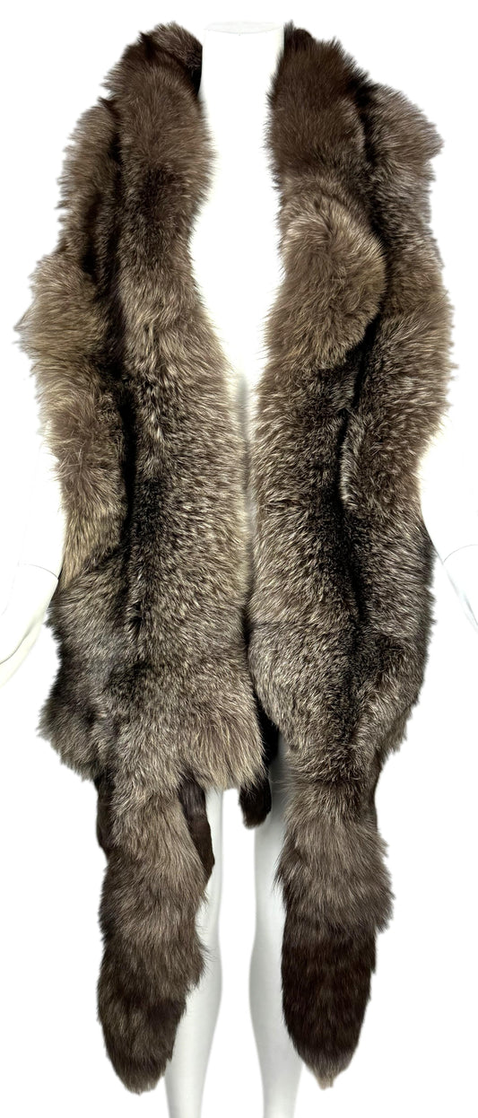 Vintage 1990's Fendi x Karl Lagerfeld Extra Large Double Fox Fur Wrap Shawl
