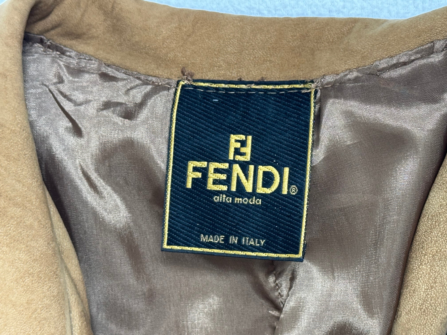 Vintage 1990's Fendi by Karl Lagerfeld Southwestern Native American Style Brown Suede Leather Fringe Long Coat Jacket
