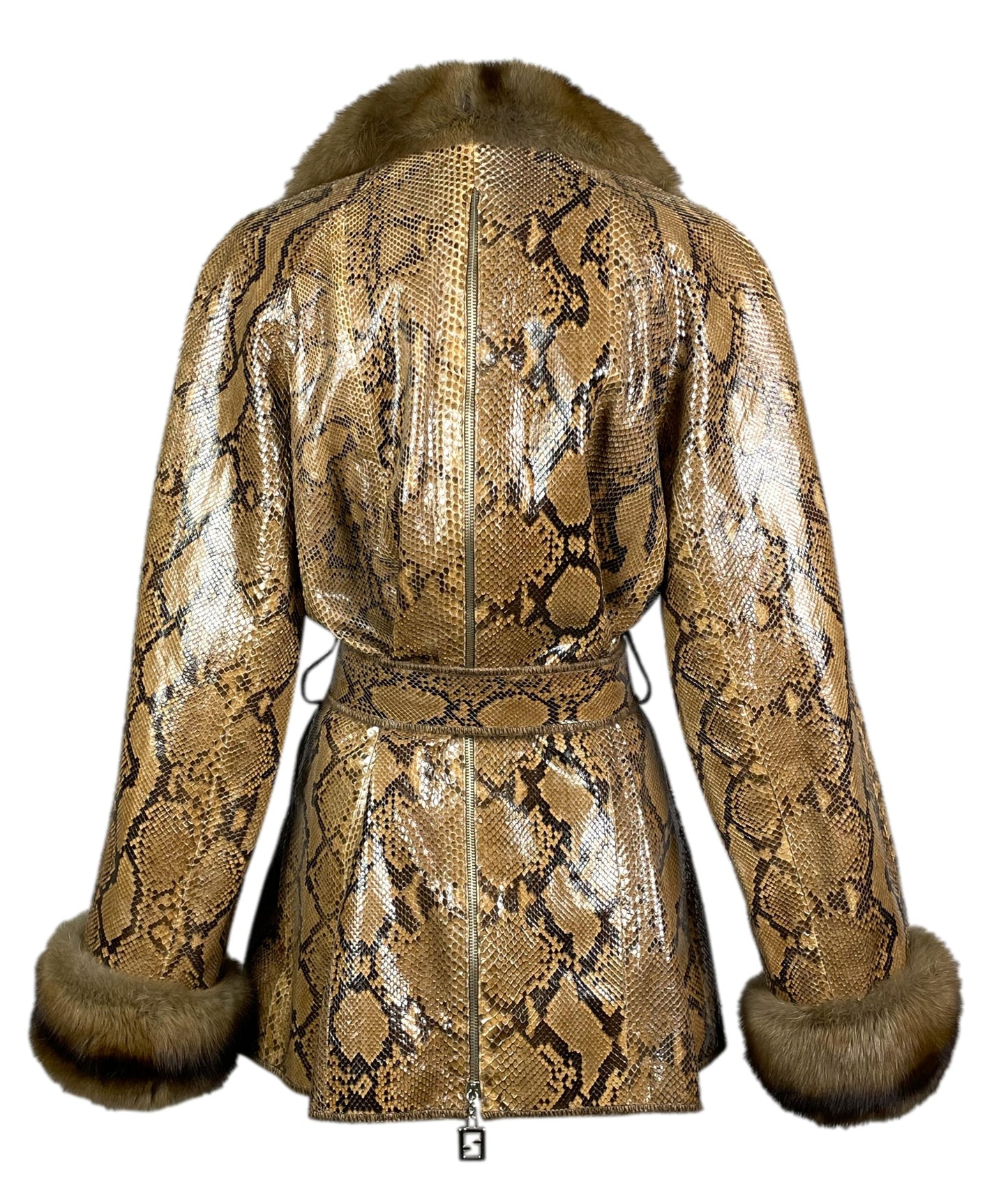 Vintage 1990's Fendi by Karl Lagerfeld Python Jacket w Sable Fur Collar & Cuffs