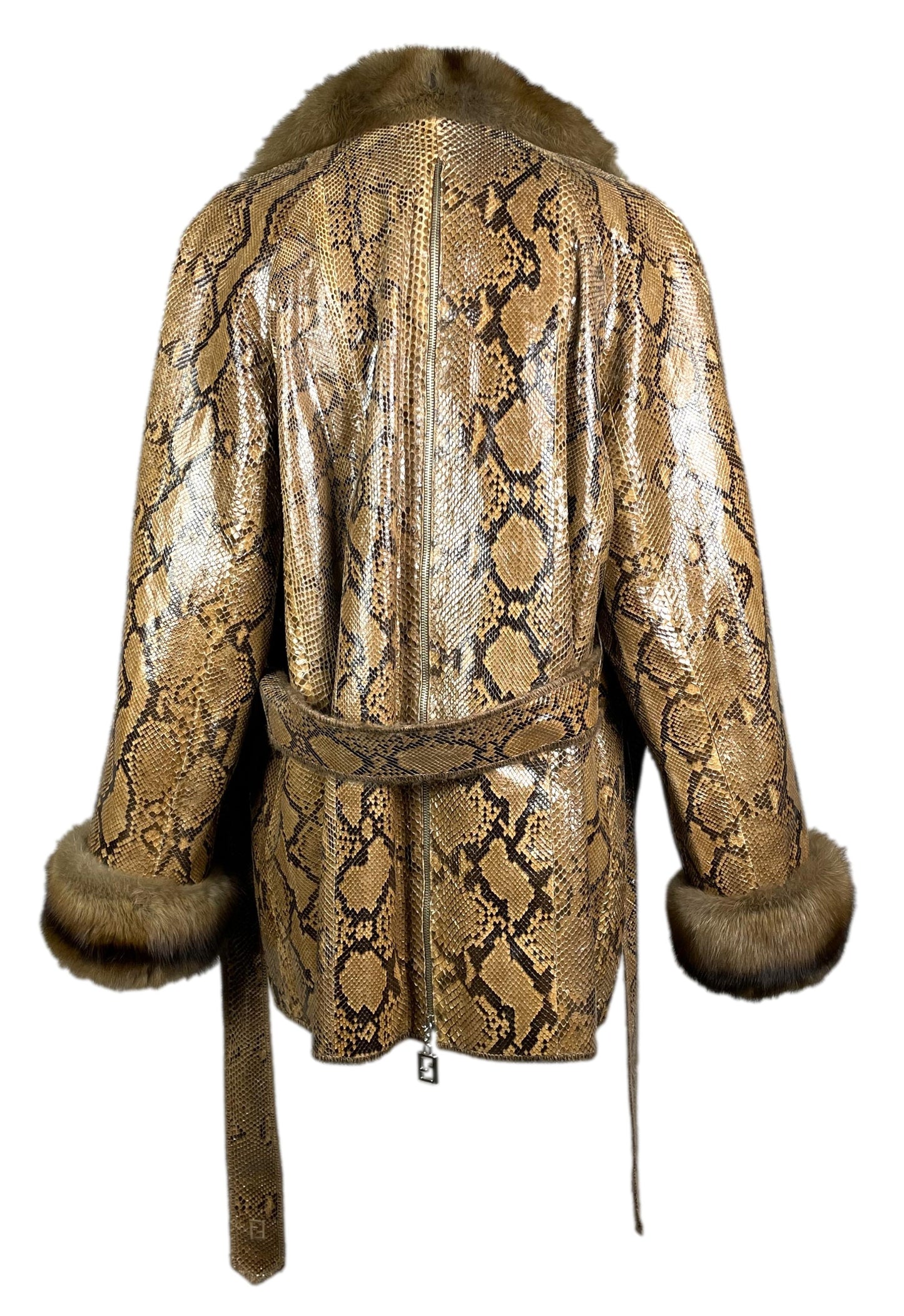 Vintage 1990's Fendi by Karl Lagerfeld Python Jacket w Sable Fur Collar & Cuffs