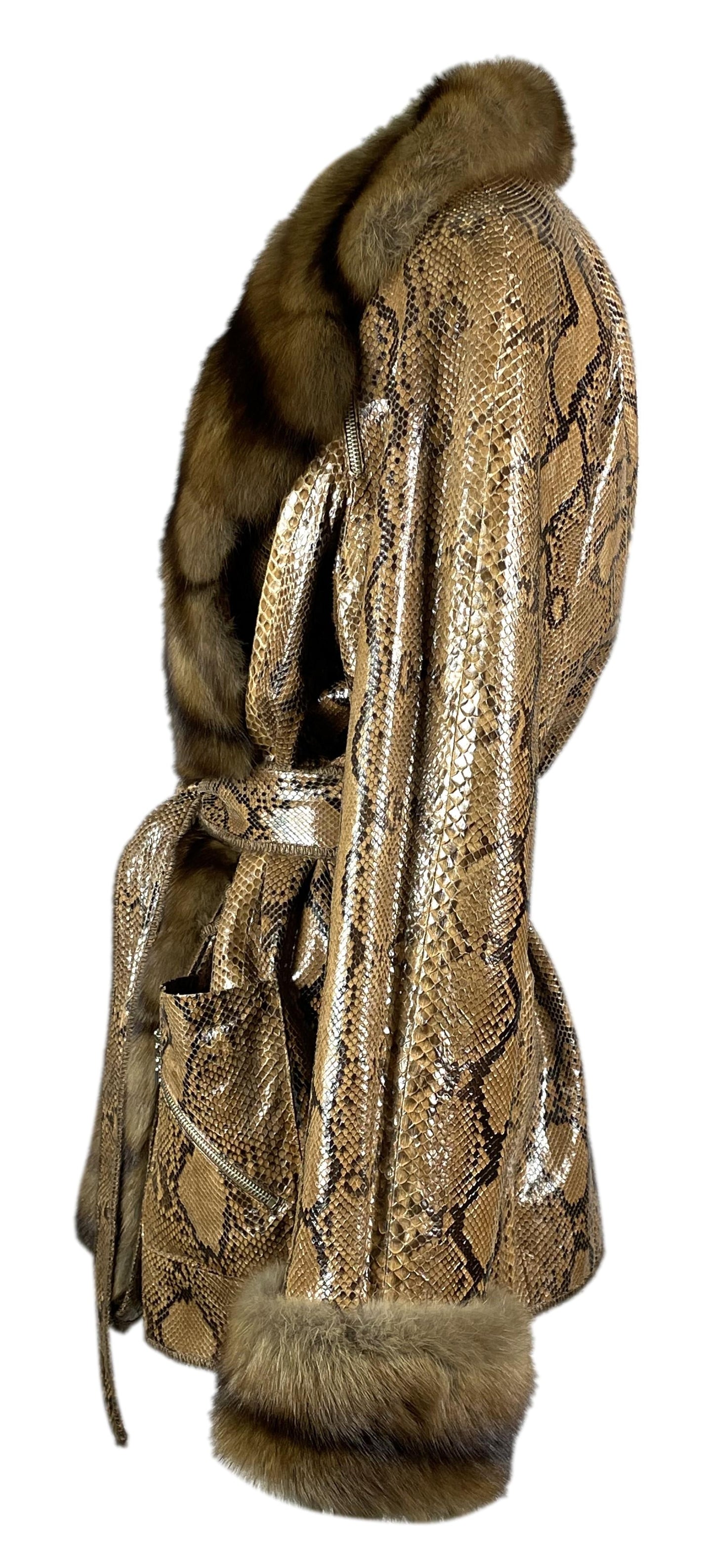 Vintage 1990's Fendi by Karl Lagerfeld Python Jacket w Sable Fur Collar & Cuffs