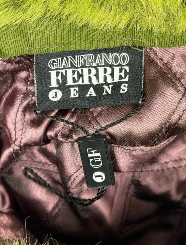 Vintage 1990's Gianfranco Ferre Jeans Green Faux Fur Bucket Hat