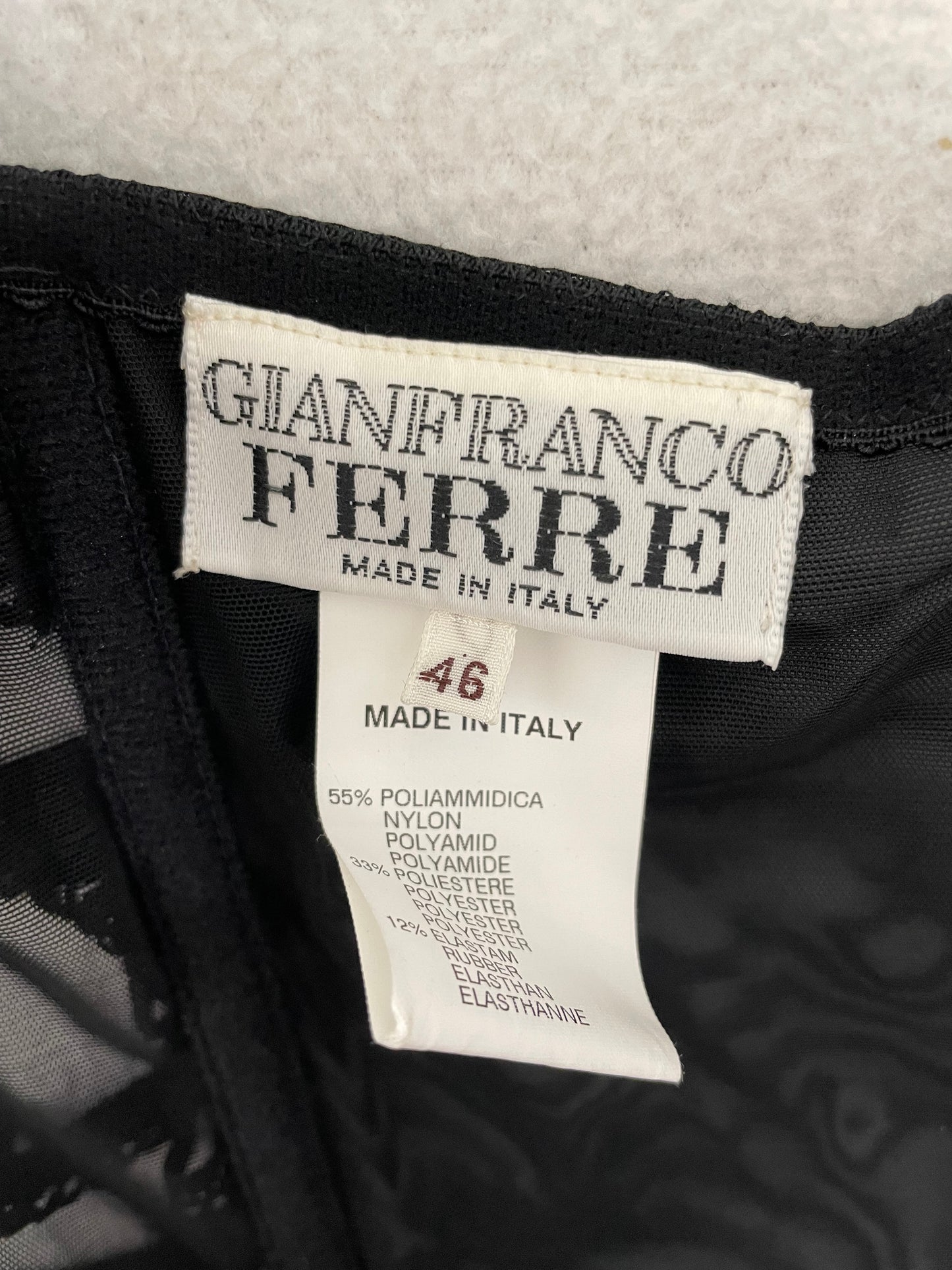 Vintage 1990's Gianfranco Ferre Sheer Black Bondage Bustier Halter Top