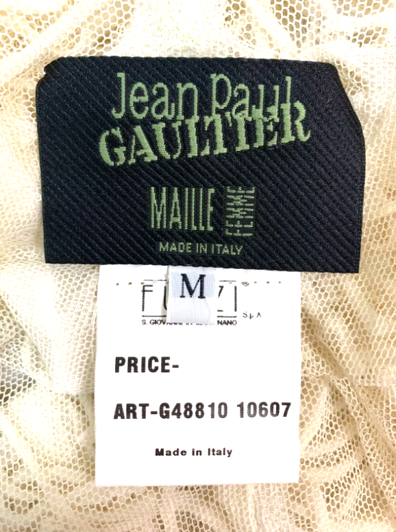 Vintage 1990's Jean Paul Gaultier Sheer Ivory Mesh Spiderweb Bodycon Dress