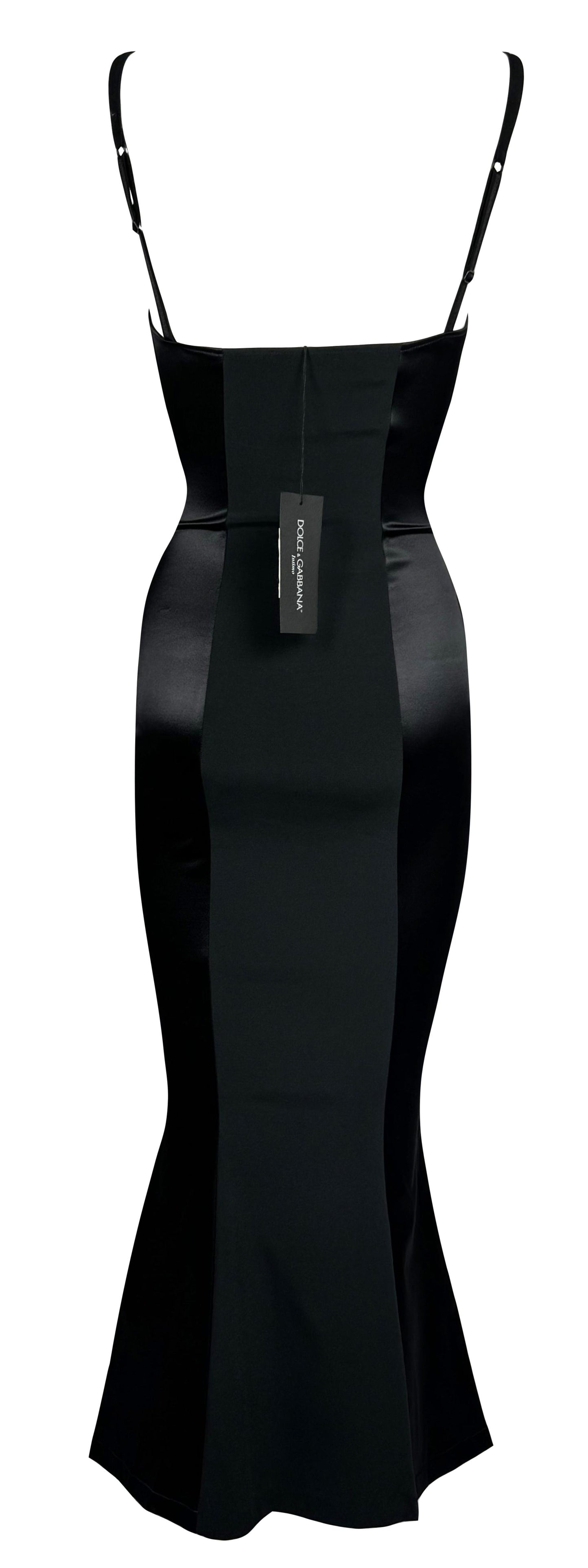 Vintage NWT 1990's Dolce & Gabbana Pin-Up Black Bustier Mermaid Bodycon Maxi Dress