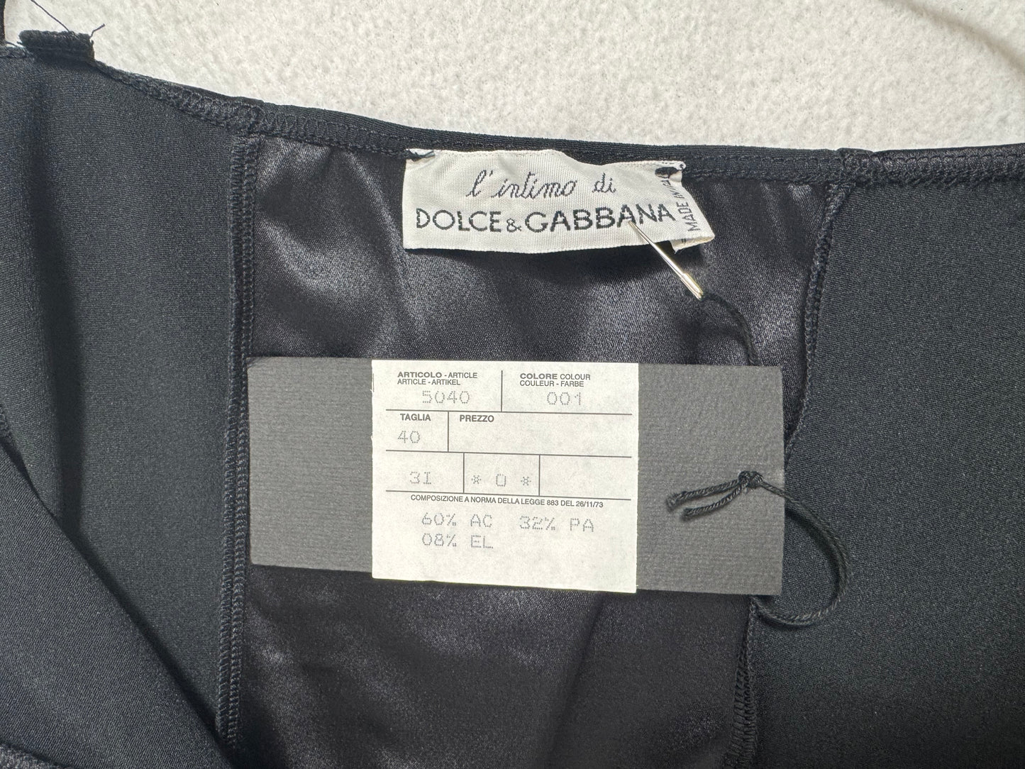 Vintage NWT 1990's Dolce & Gabbana Pin-Up Black Bustier Mermaid Bodycon Maxi Dress