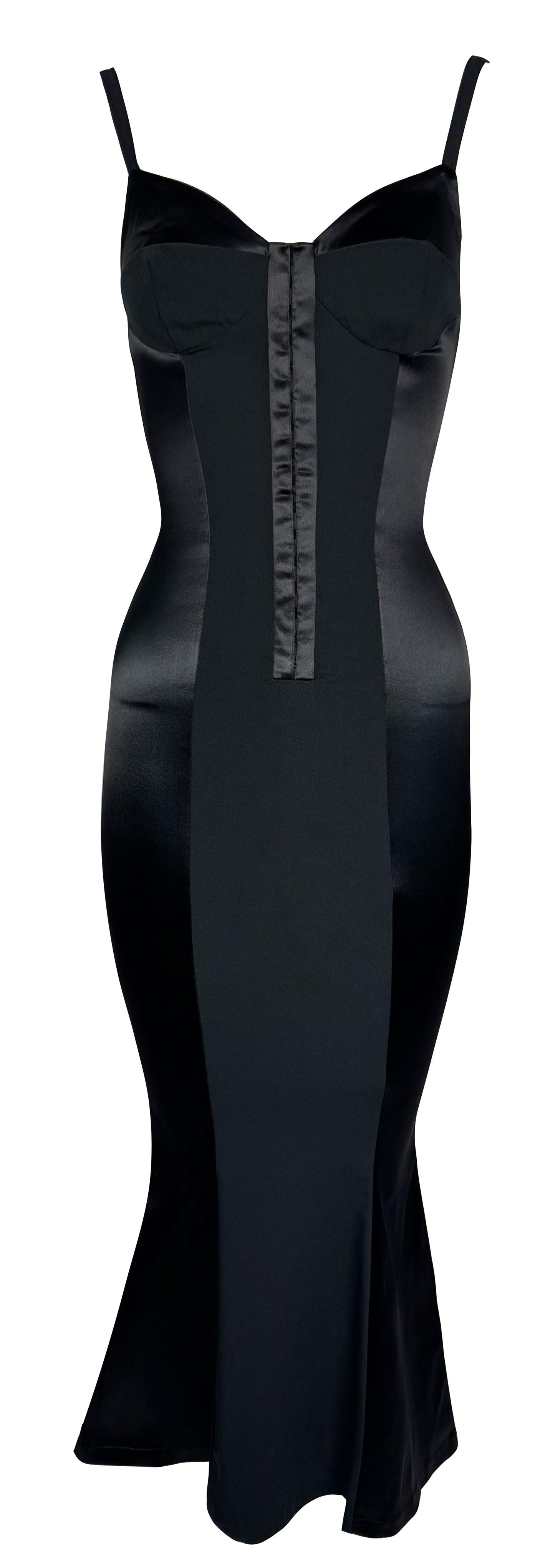 Vintage NWT 1990's Dolce & Gabbana Pin-Up Black Bustier Mermaid Bodycon Maxi Dress