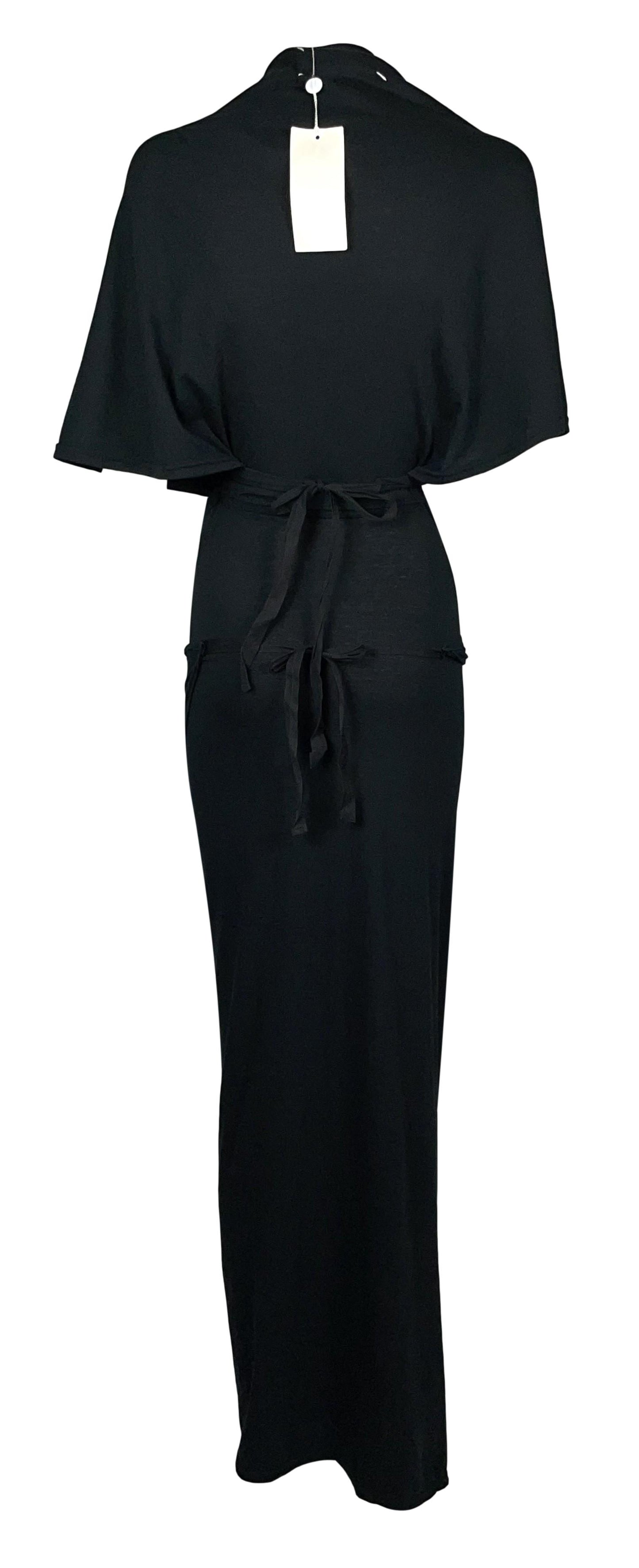 Unworn Vintage 1990's Maison Martin Margiela Black Cut-Out Wrap Maxi Dress