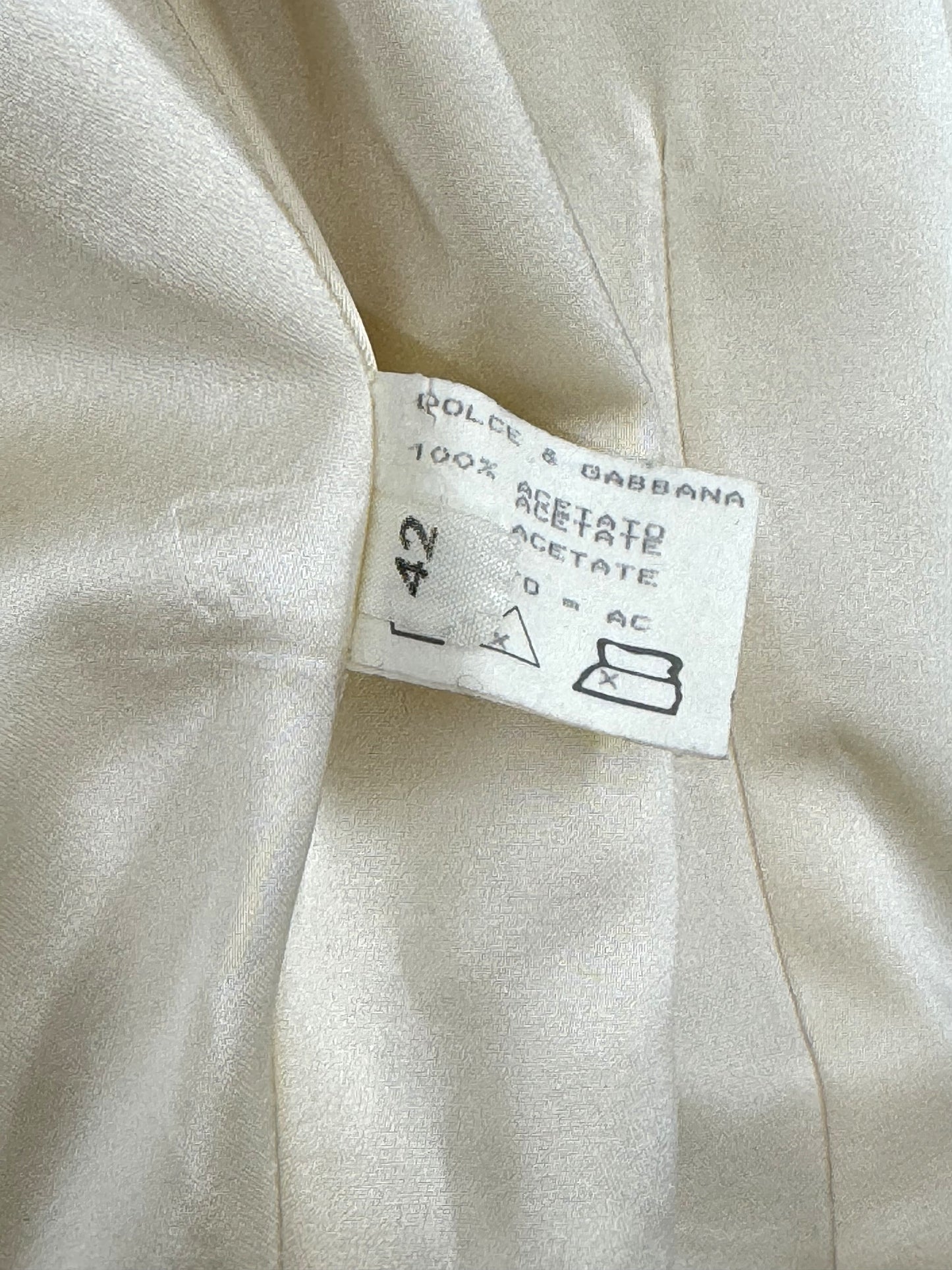 S/S 1992 Dolce & Gabbana Ivory Satin Hooded Cropped Jacket