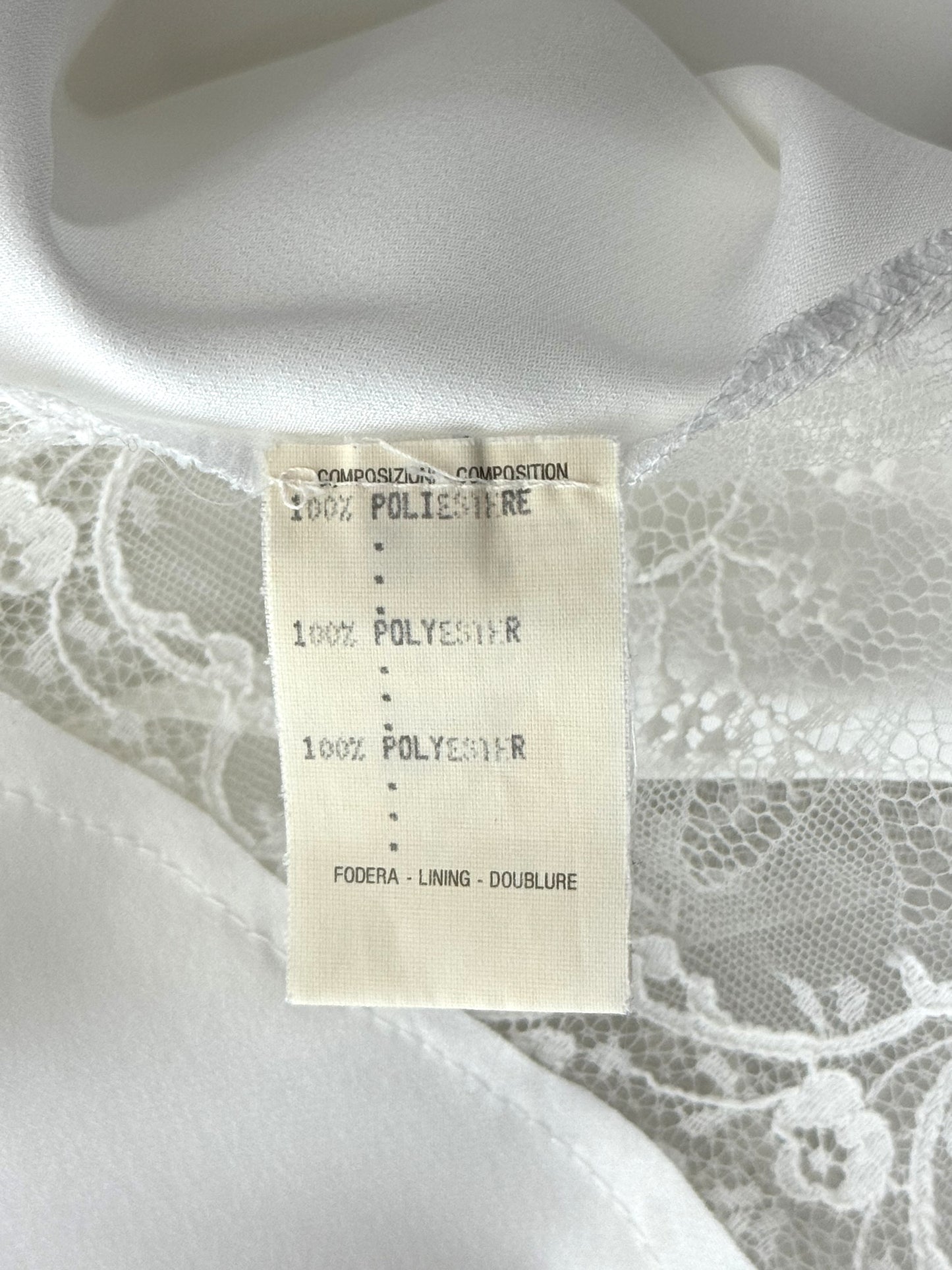 1991 Gianni Versace Sheer Ivory Lace Chest & Sides Satin Maxi Slip Dress