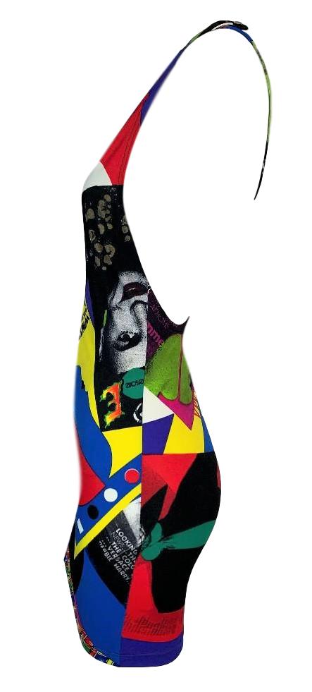 S/S 1991 Gianni Versace RARE Vogue Print Bodycon Stretch Mini Dress