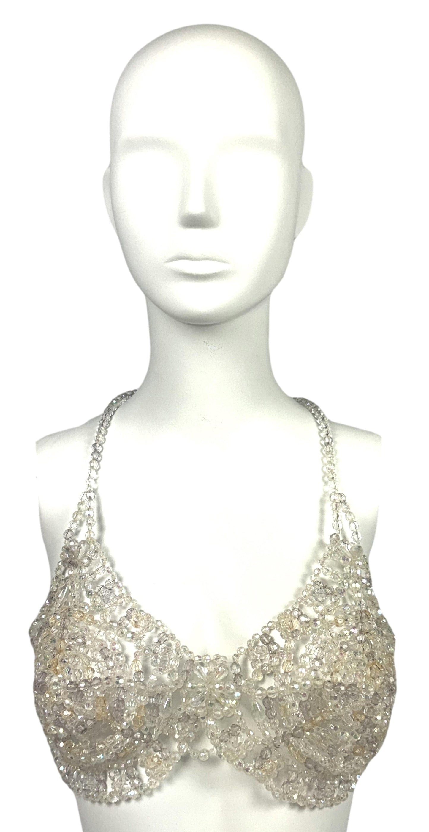 Vintage 1991 La Perla RARE Clear Bead Cone Bra Top
