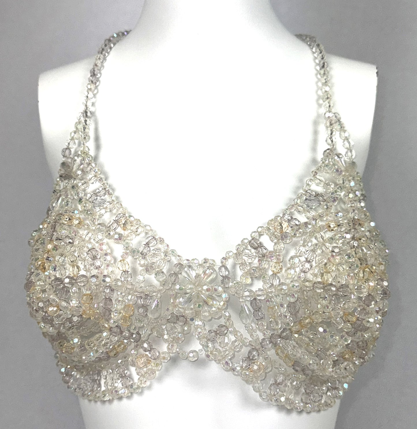 Vintage 1991 La Perla RARE Clear Bead Cone Bra Top