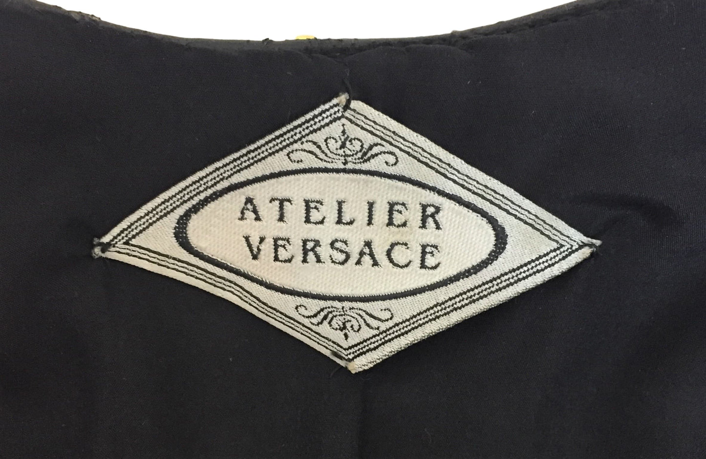 RARE F/W 1992 Atelier Versace Couture by Gianni Runway Black Leather Gold Embellished Mini Dress