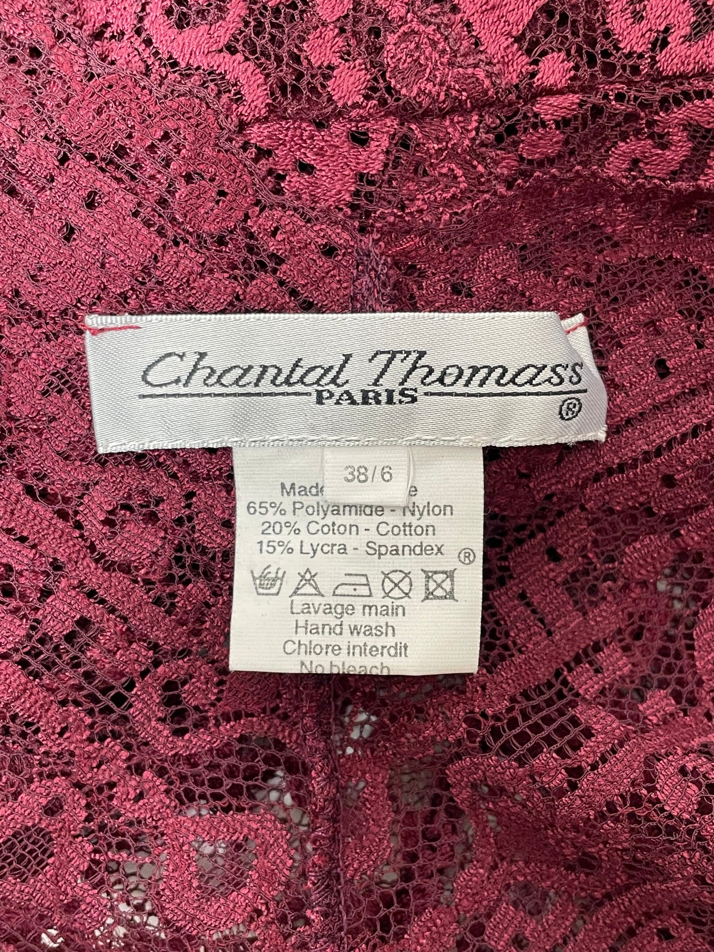 F/W 1995 Chantal Thomass Runway Sheer Blood Red Lace Pin-Up Wiggle Dress