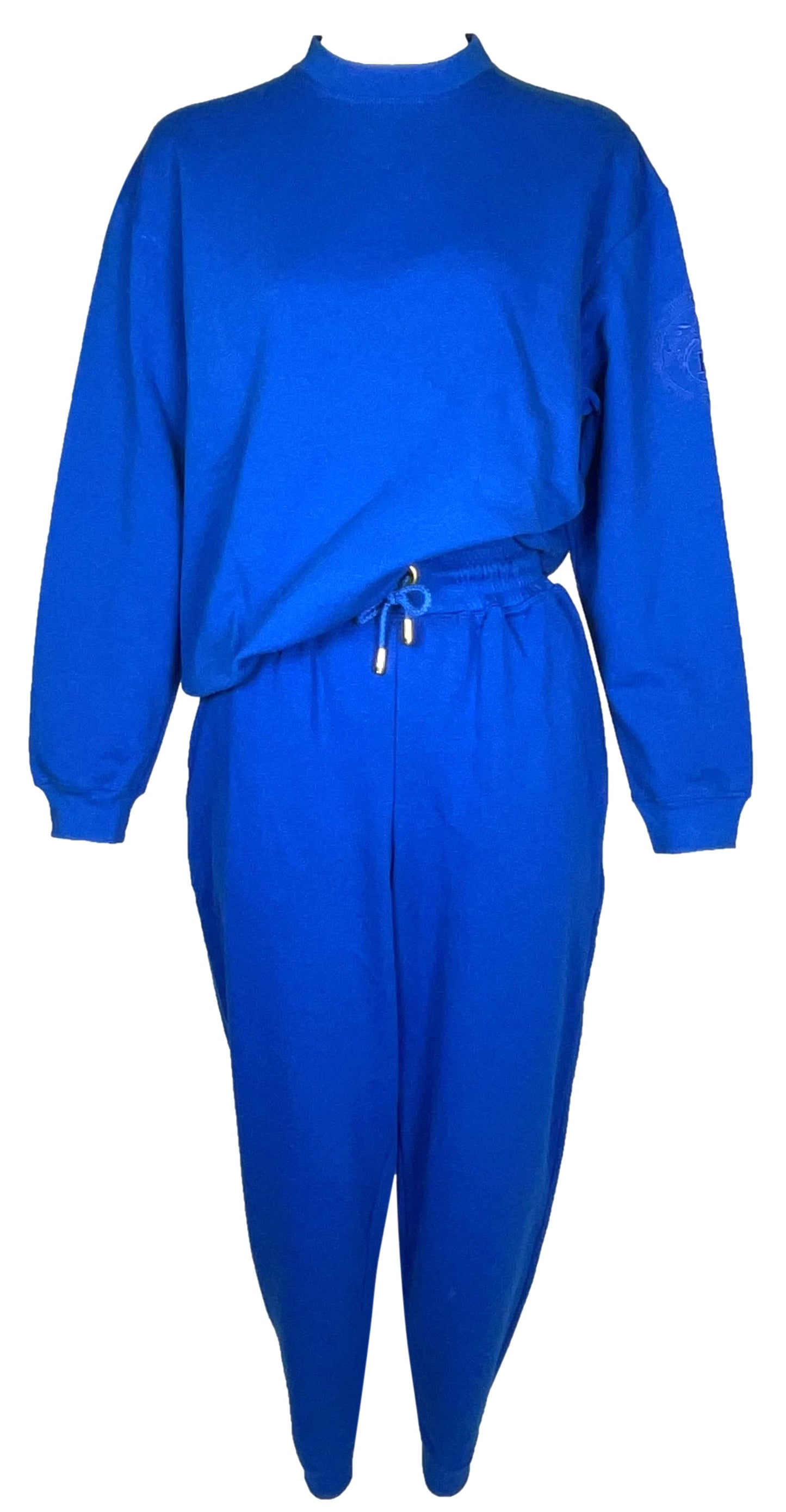 NWT Vintage S/S 1992 Hermès Royal Blue Jumpsuit Tracksuit Sweatshirt Sweat Pants Set