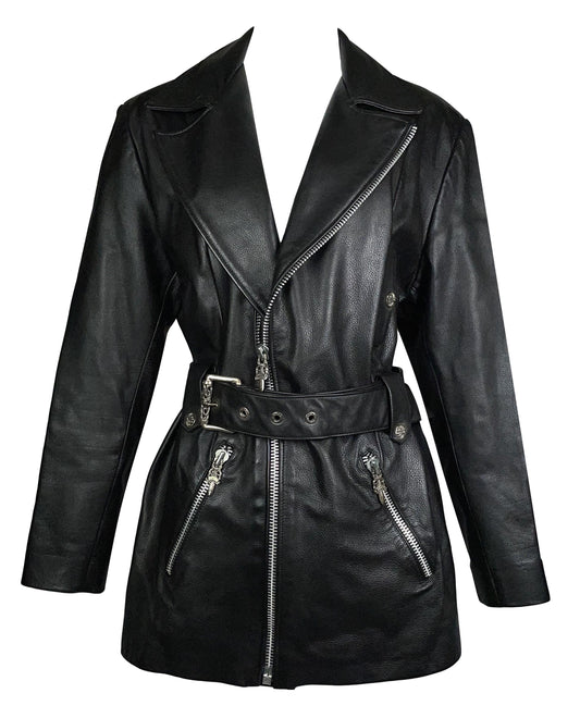 Vintage 1993 Chrome Hearts Black Leather Biker Jacket
