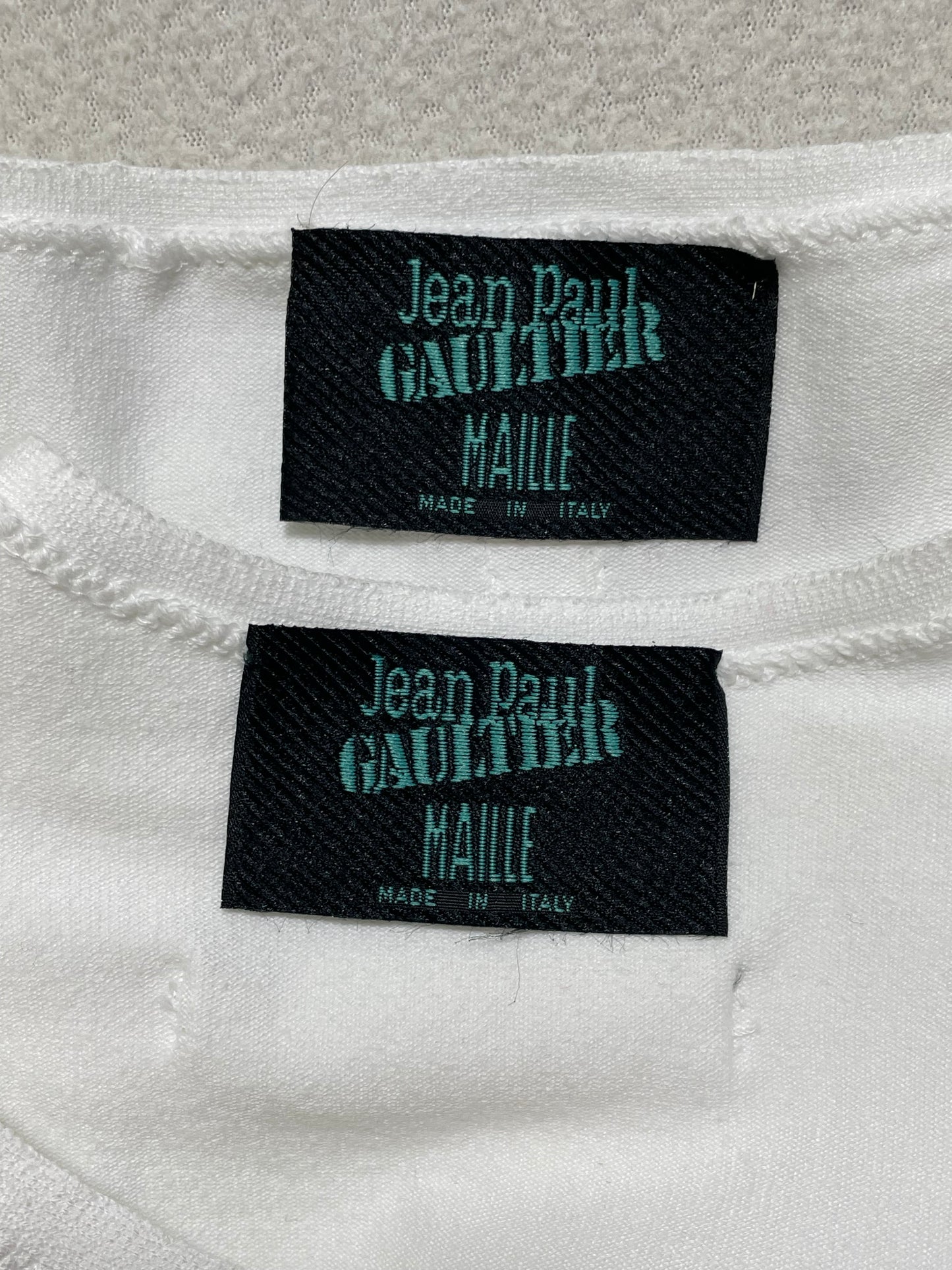 S/S 1993 Jean Paul Gaultier White Crop Top & Bodycon High Waist Maxi Skirt Set