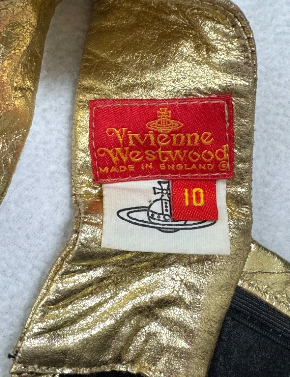 Vintage S/S 1993 Vivienne Westwood Runway Gold Leather Bustier & Maxi Skirt Set