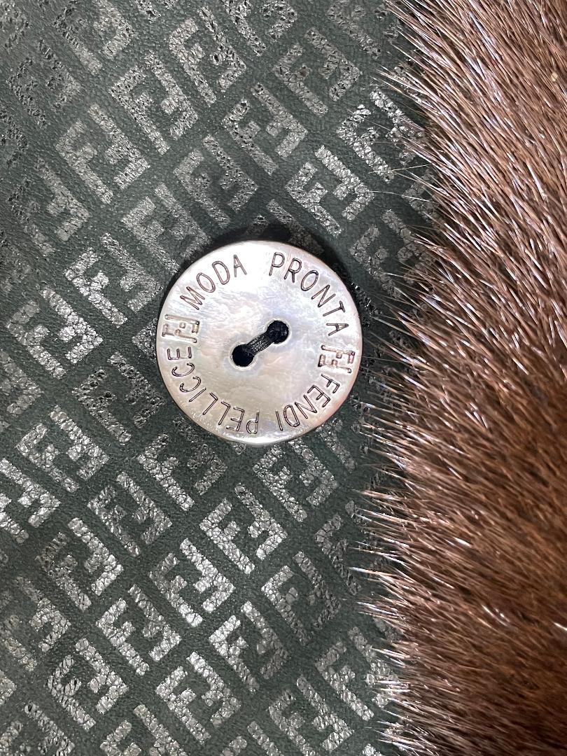 F/W 1995 Fendi by Karl Lagerfeld Reversible Black Leather Logo & Mink Fur Jacket