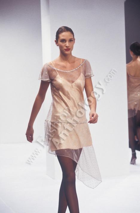 S/S 1995 Dolce & Gabbana Runway Sheer Black Mesh Embellished Mini Dress