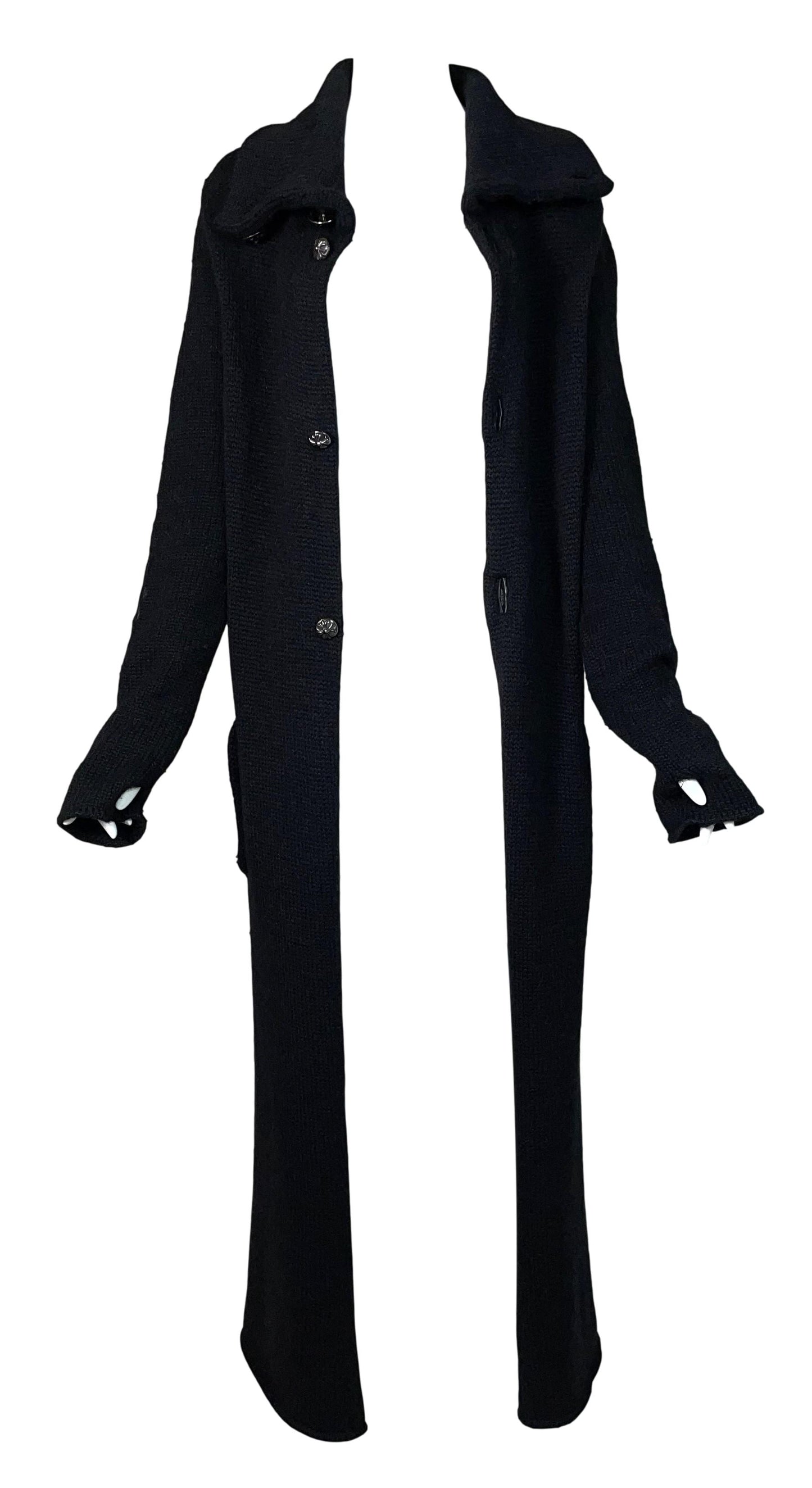 1995 Chrome Hearts Knit Sweater Coat Dress w Leather Cross Patches & Silver Buttons
