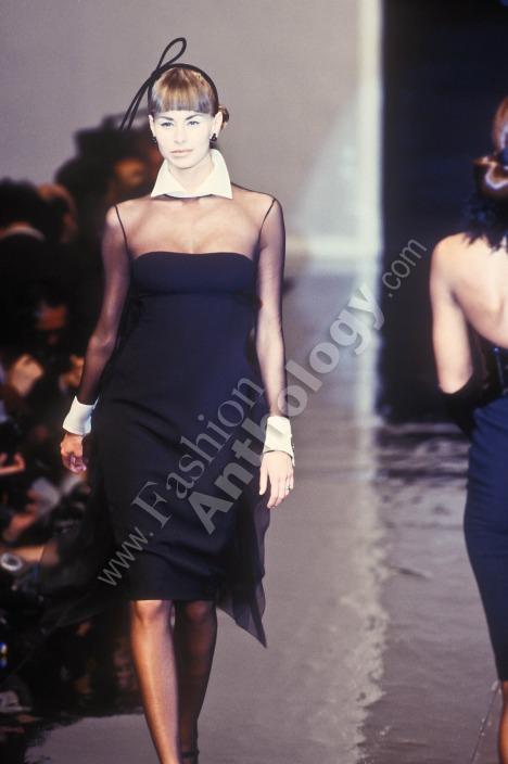 F/W 1995 Christian Dior by Gianfranco Ferre Sheer Tuxedo Crystal Bodysuit Top