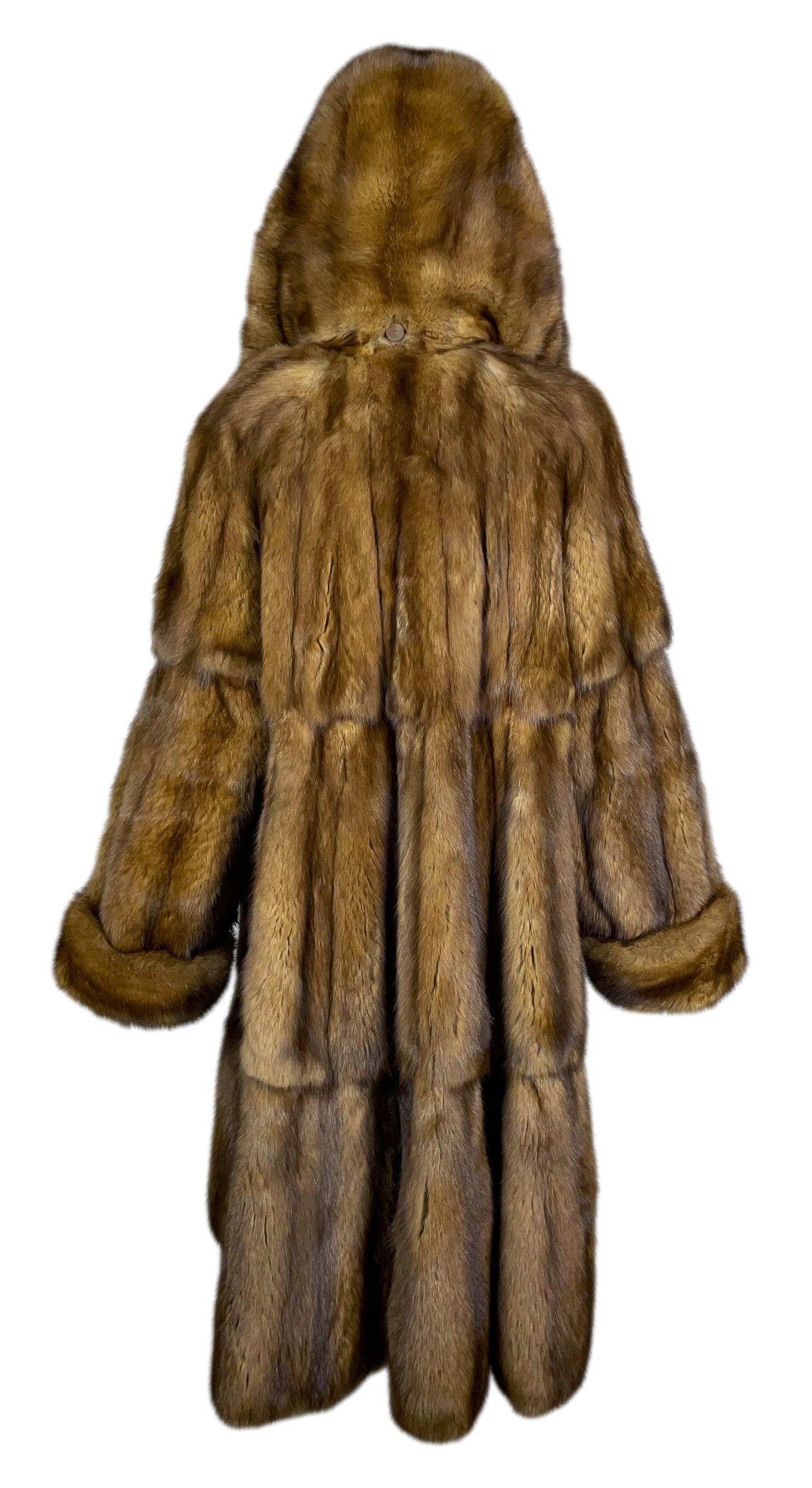 F/W 1995 Fendi by Karl Lagerfeld Sable Fur & Black Satin Reversible Hooded Coat