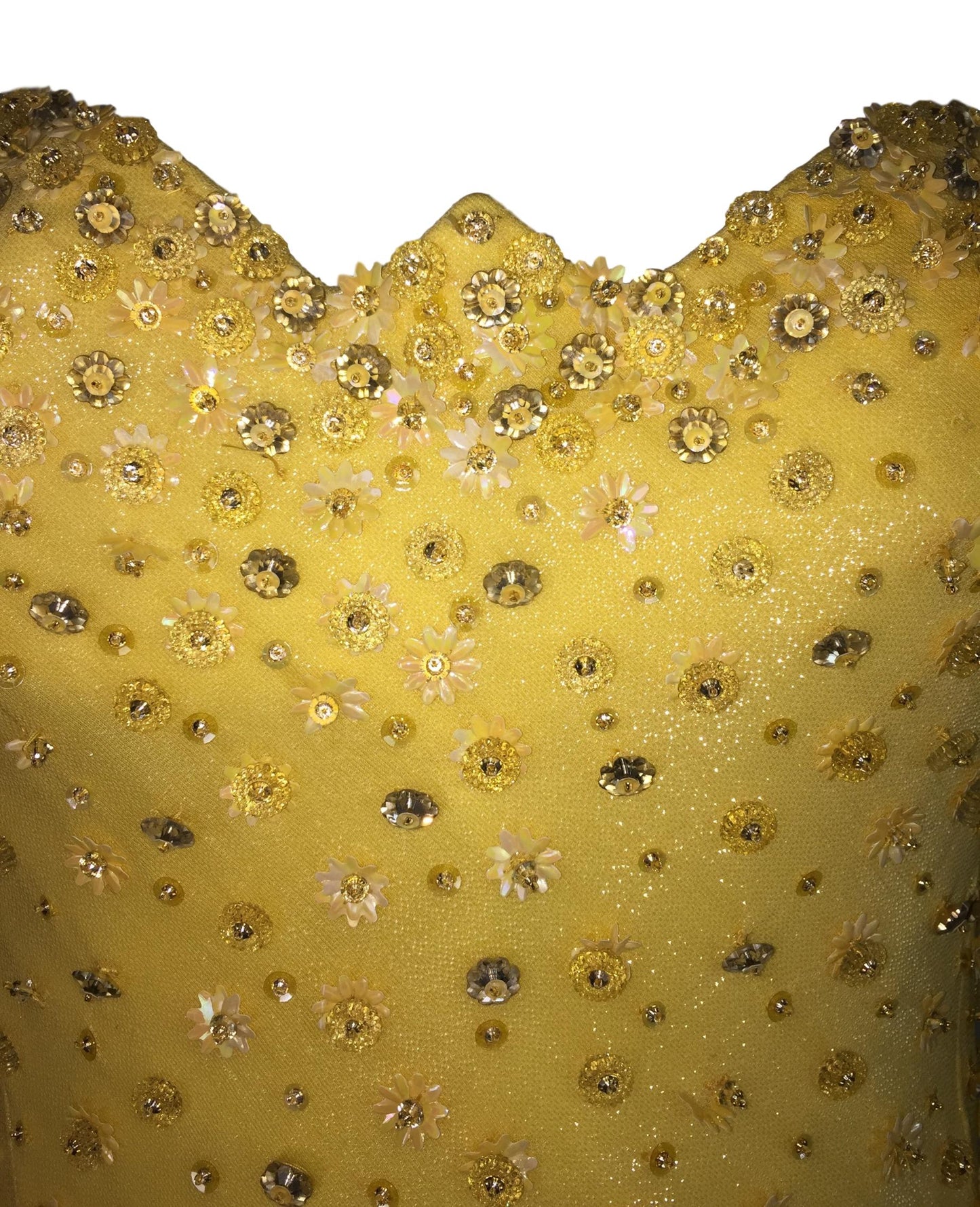 F/W 1995 Documented Gianni Versace Runway Yellow Beaded Strapless Embellished Mermaid Gown Dress