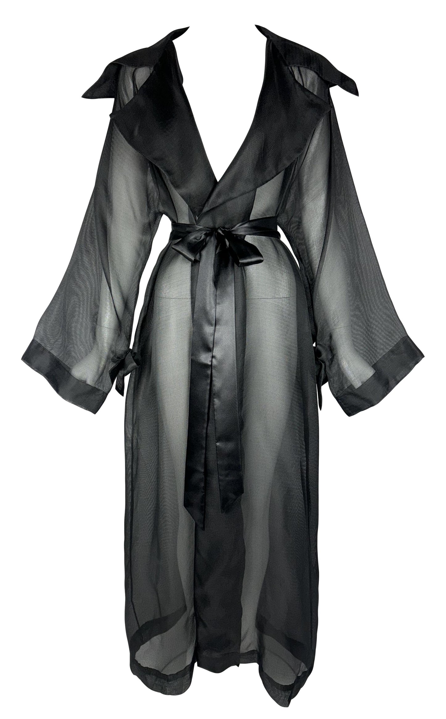 Vintage F/W 1996 Balenciaga Sheer Black Kimono Style Bow Jacket Coat