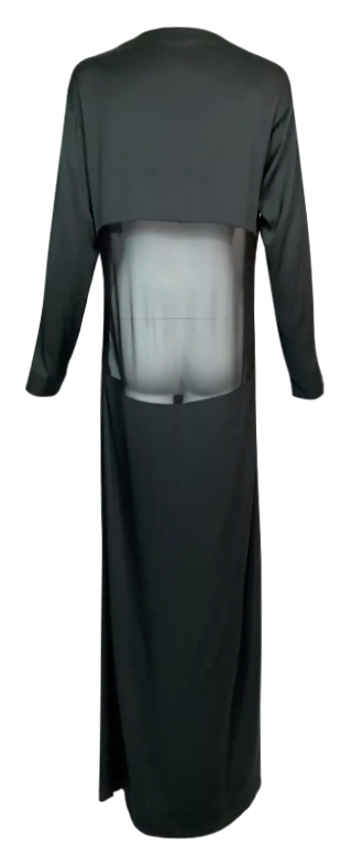 Vintage 1996 Gucci by Tom Ford Sexy Sheer Panel Dark Gray Maxi Dress 42