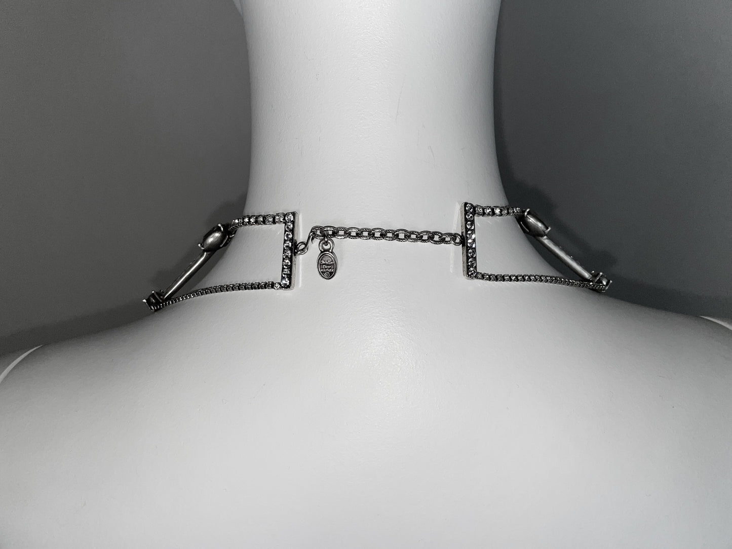 C. 1997 Christian Dior by John Galliano Large Silver Crystal Chandelier Choker Necklace