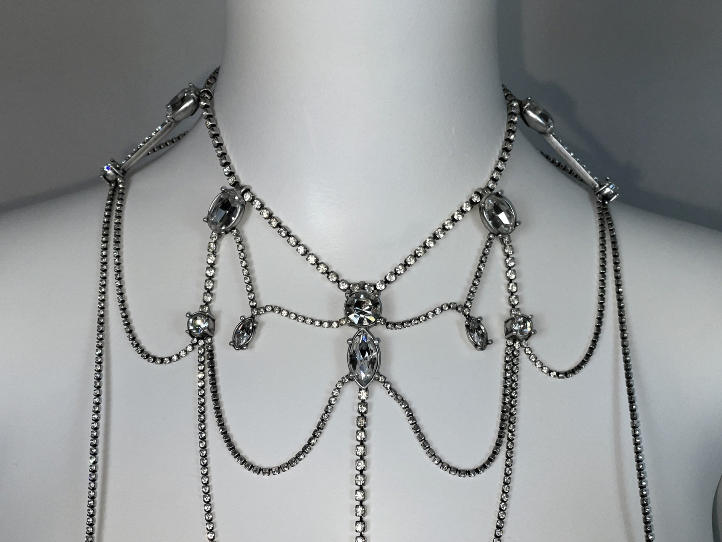 C. 1997 Christian Dior by John Galliano Large Silver Crystal Chandelier Choker Necklace