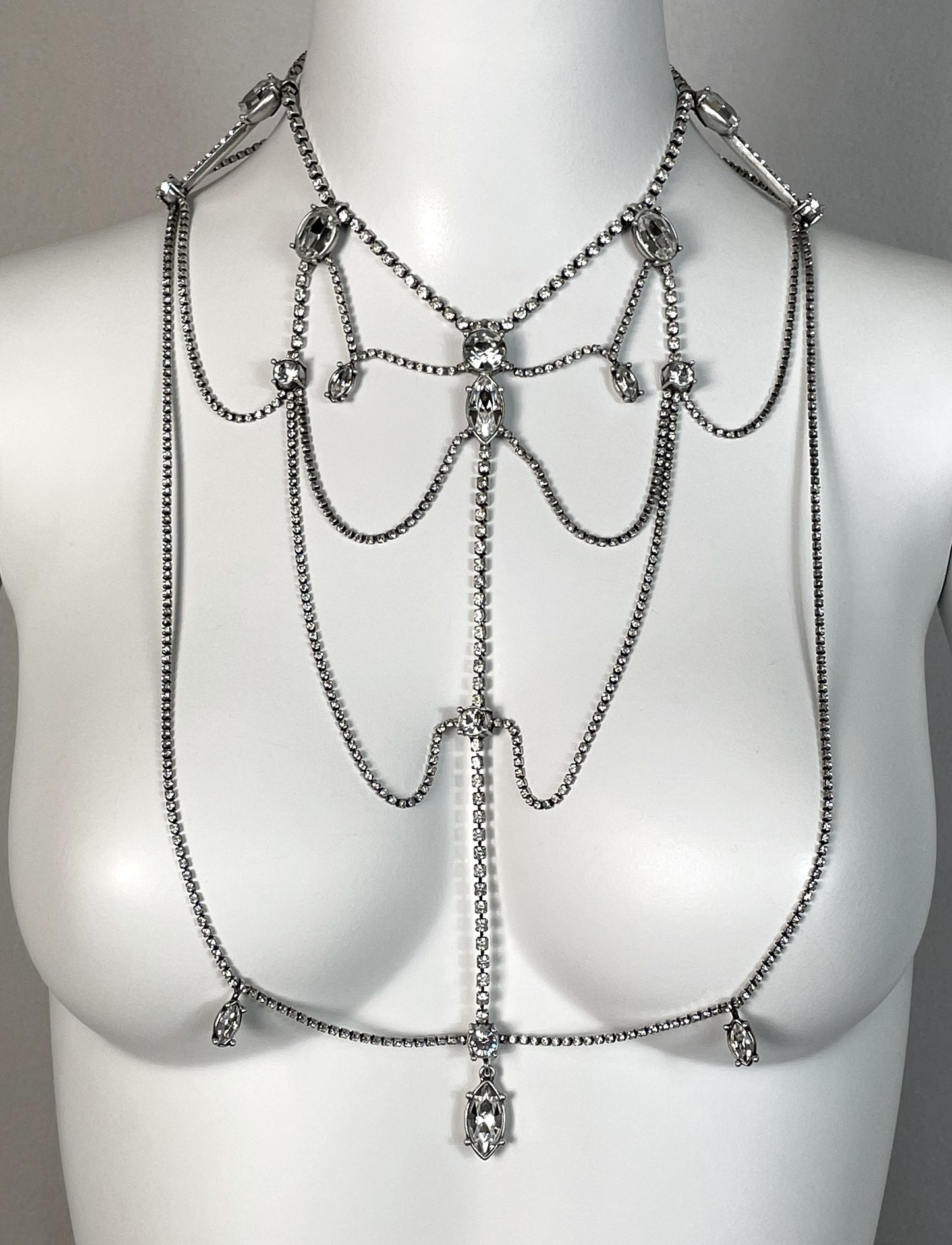 C. 1997 Christian Dior by John Galliano Large Silver Crystal Chandelier Choker Necklace