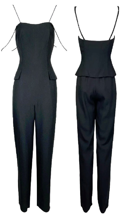F/W 1997 Christian Dior by John Galliano Black Beaded Straps Jumpsuit Romper