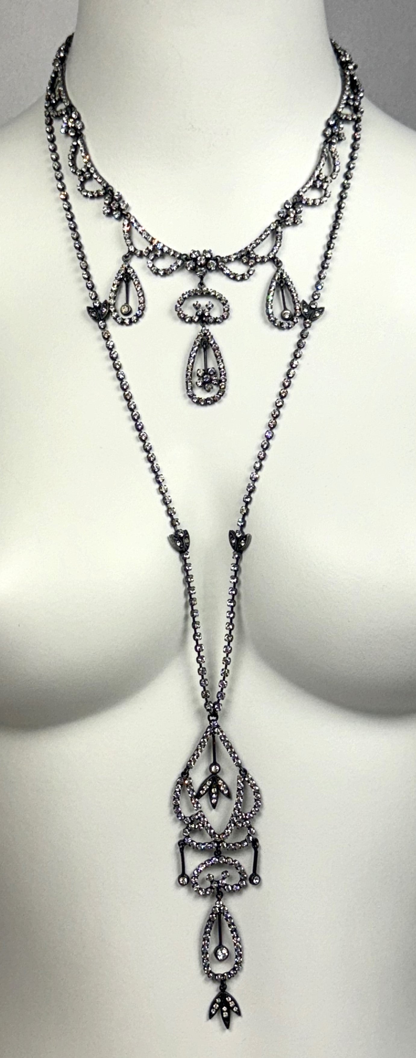 F/W 1997 Christian Dior by John Galliano Large Crystal Drop Earrings & 2 Necklace Set