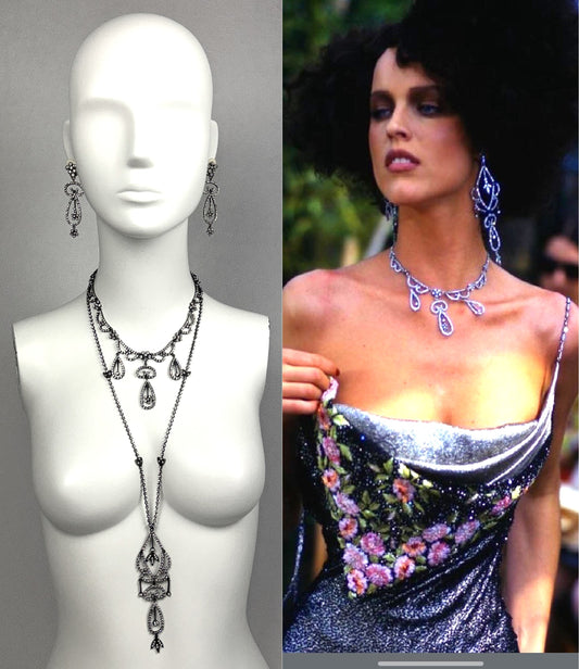 F/W 1997 Christian Dior by John Galliano Large Crystal Drop Earrings & 2 Necklace Set