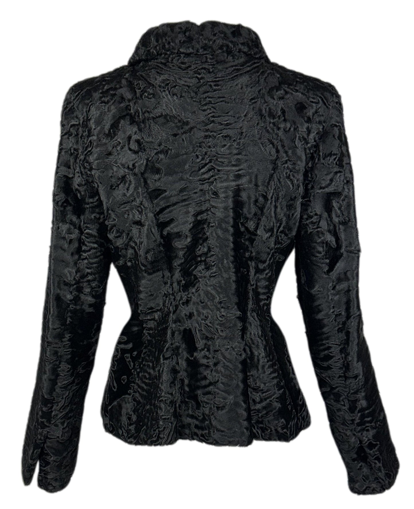 F/W 1997 Christian Dior by John Galliano Runway RARE Black Broadtail Fur Fitted Pin-Up Jacket